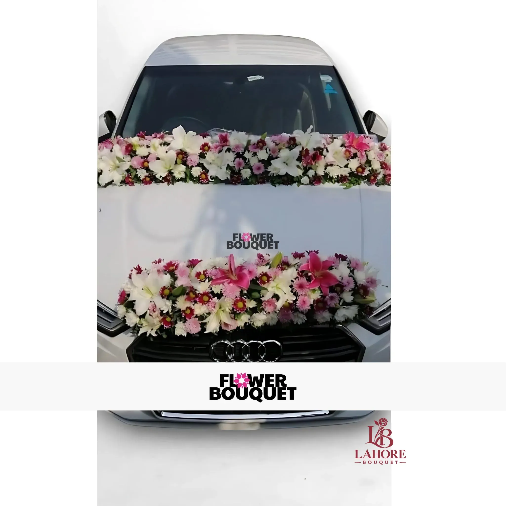 Luxurious White and Pink Flower Car Decoration