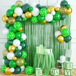 14 August Green and Gold Balloon Garland Setup