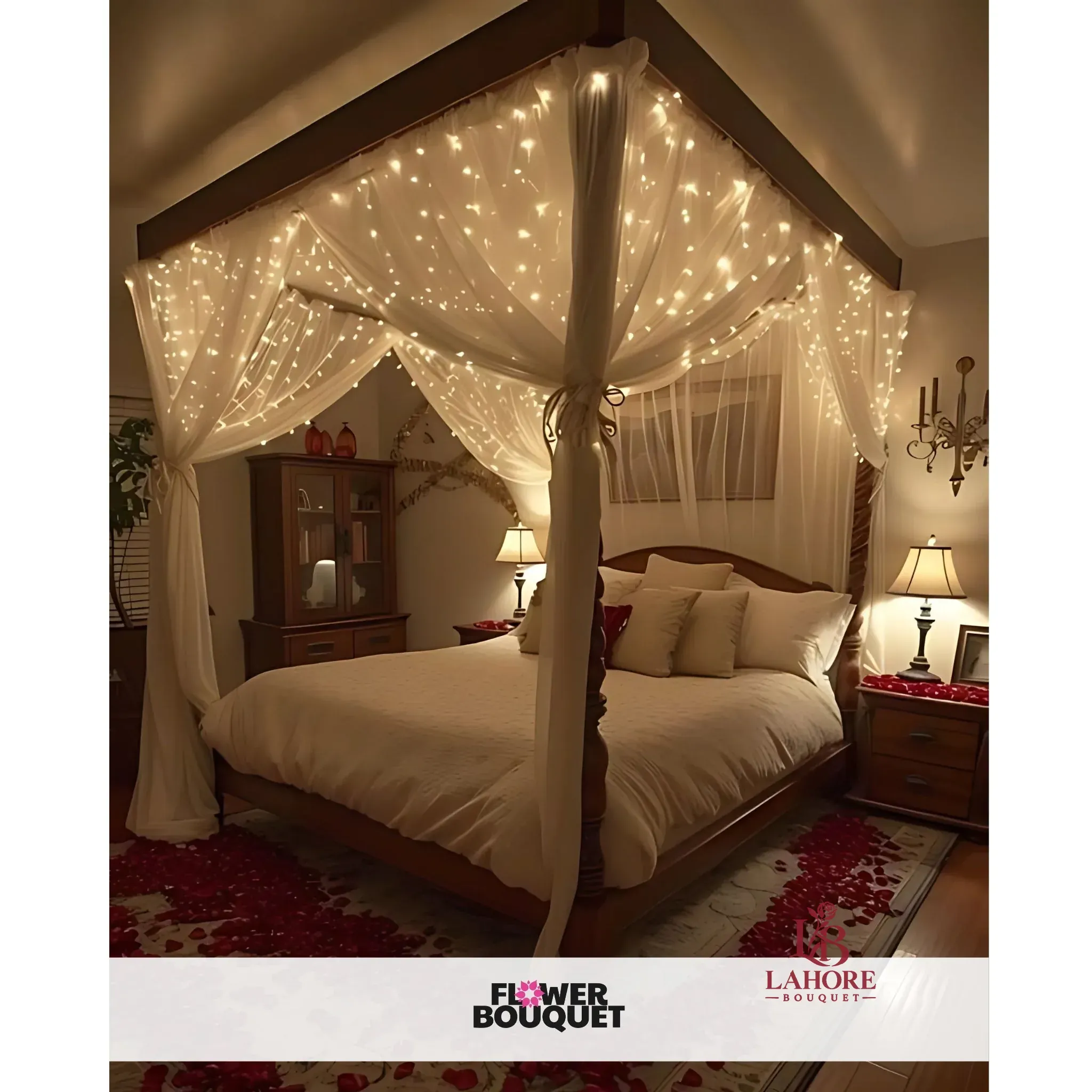 Romantic Flower Canopy Bed Decor