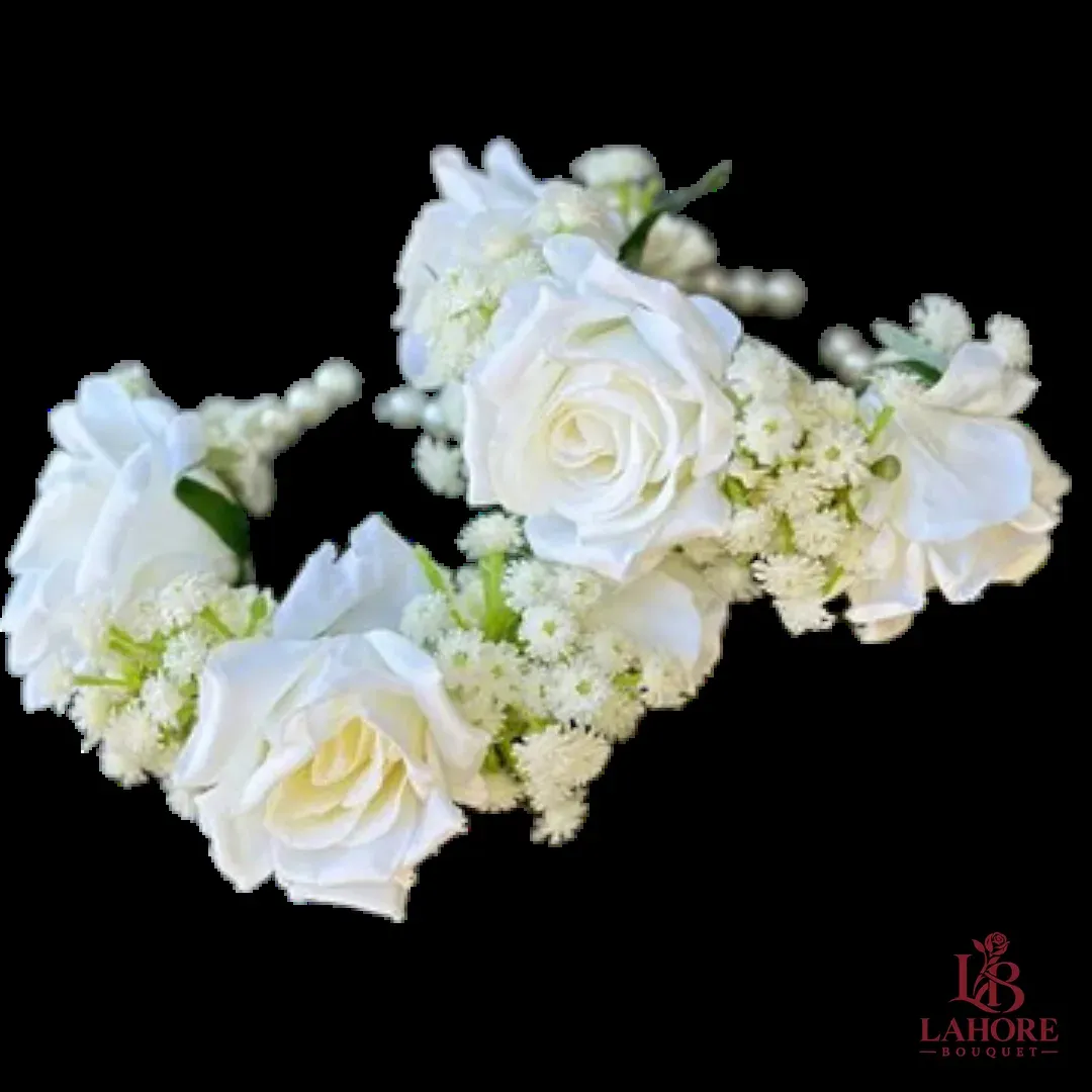 Pair of White Elegant Gajray for Weddings and Events in Lahore