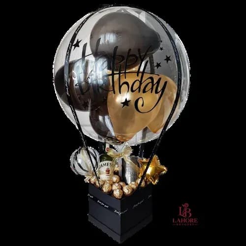 Balloon Gift Box – Black & Gold Celebration Edition