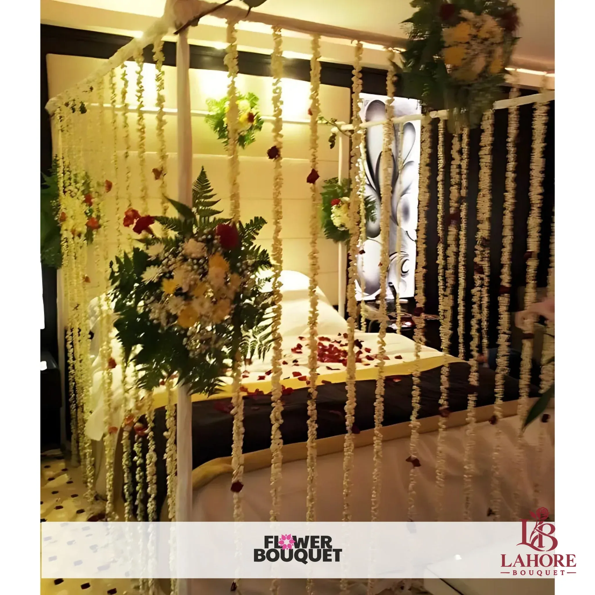 Enchanted Floral Canopy Bed Decor (Design 4)